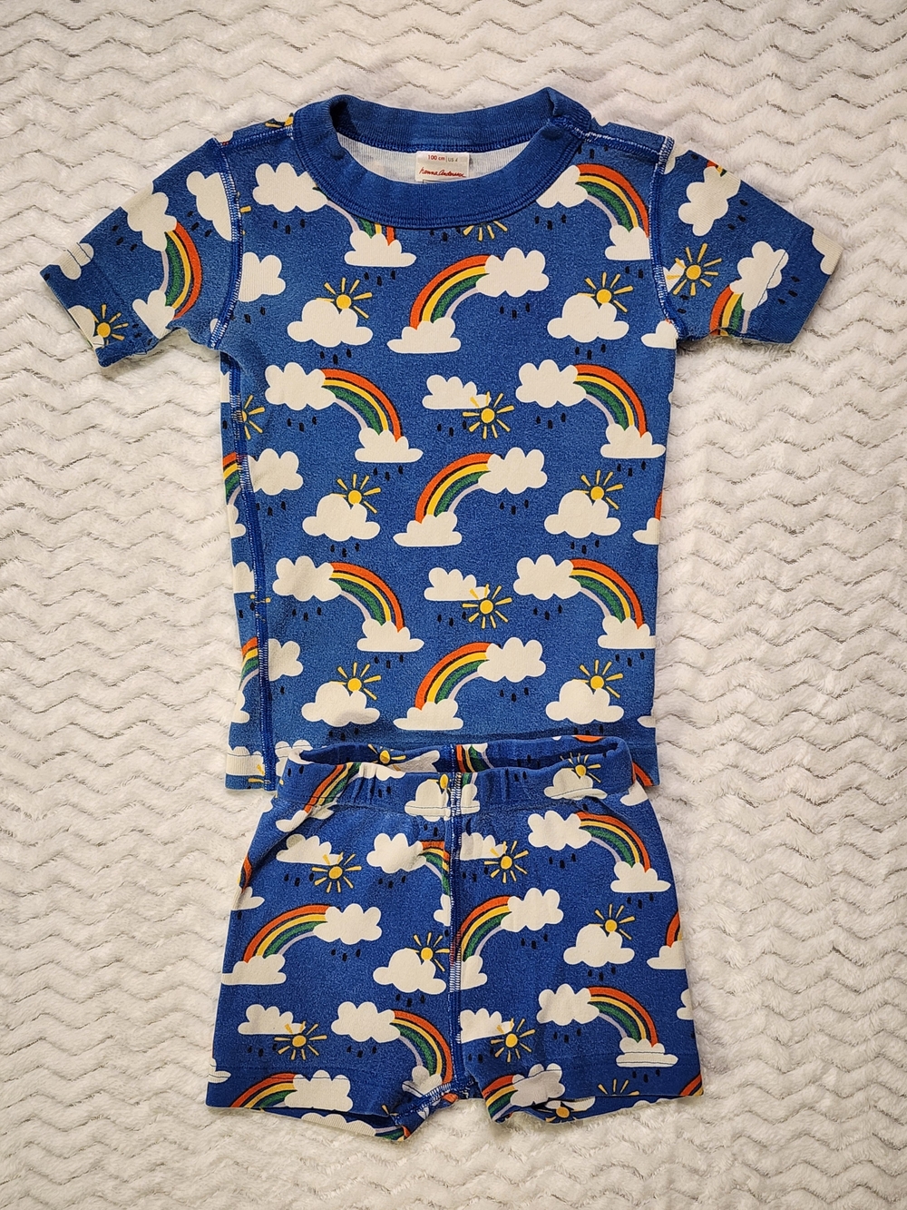 Hanna Andersson Bright Blue Rainbow & Cloud Pajama Set